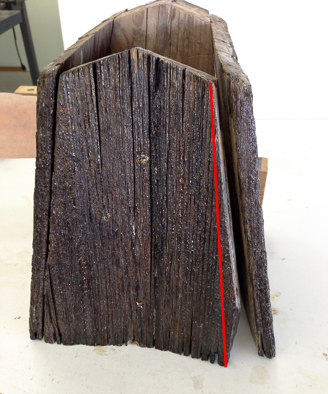 Newly bonded seam with red arrow pointer