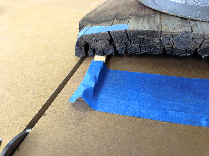 Here you see that I have taped the wedge in place